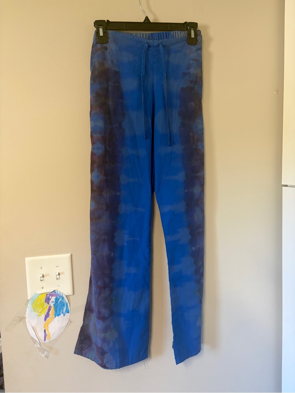 Custom Tie-Dye scrubs medical Pants Flared Leg medium wearable art handmade